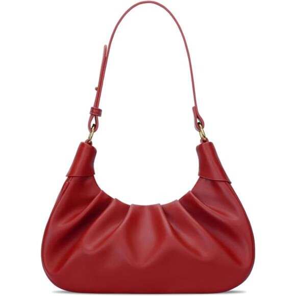 Handbags - Shoulder Bag Crescent Handbag Ruched Purse Underarm Bag Mini Hobo